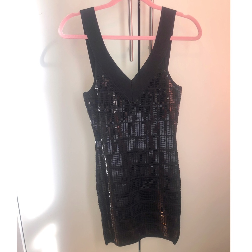 Black Sequin Bandage Dress